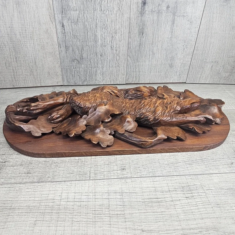 Wow Vtg Black Forest Wall Plaque Hunting Fox Trophy 21.5